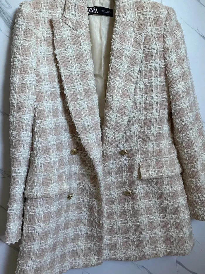 Veste blazer à carreaux texturée zara taille 36 - photo numéro 8