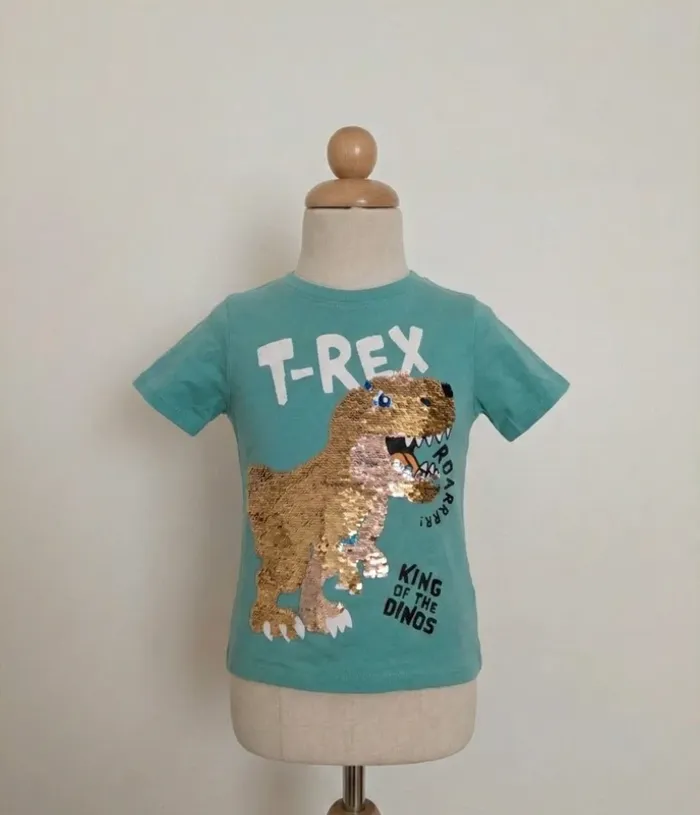 T-shirt dinosaure T-Rex sequins réversibles - H&M - 3-4 ans (104cm)