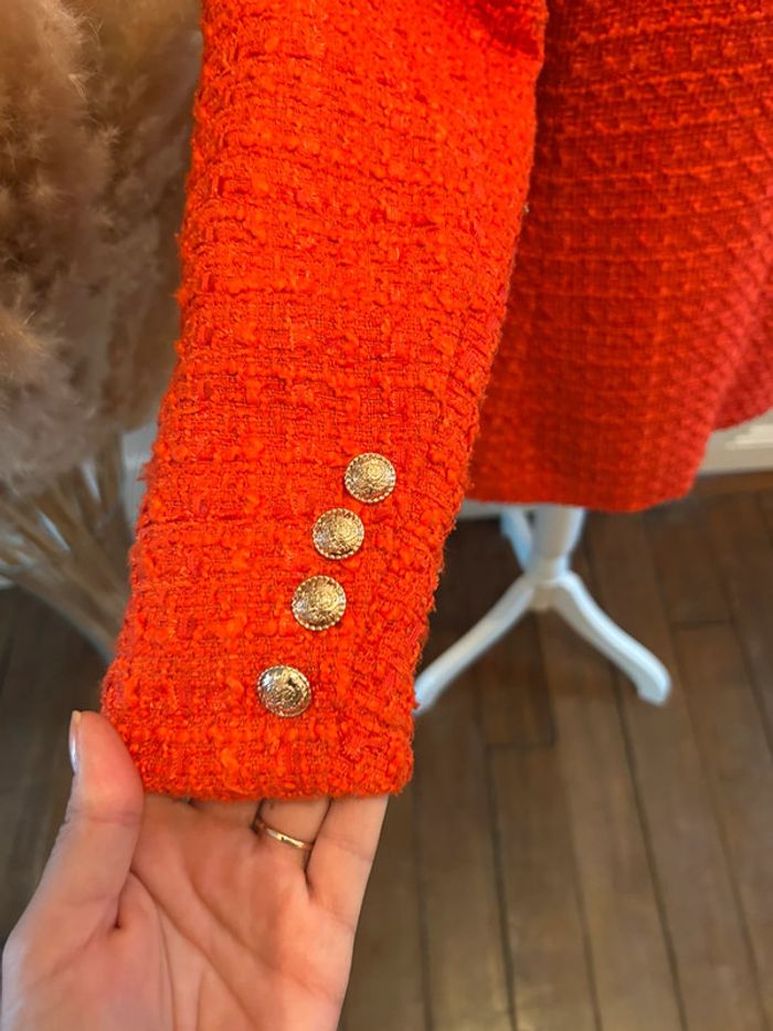 Blazer tweed rouge/orangé - photo numéro 4