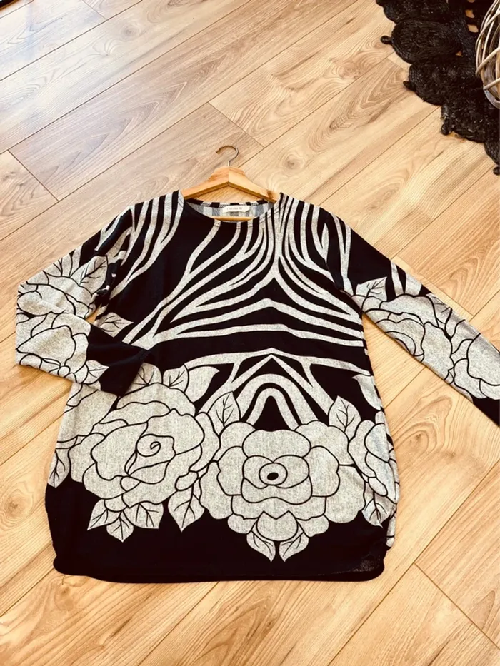 Taille M ~ 38 pull loose Célia H gris et bleu marine 🌺 - photo numéro 5