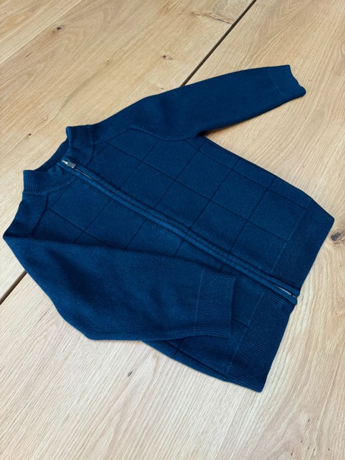 Gilet bleu marine zippé 18% laine - Taille 6 Ans - photo numéro 3