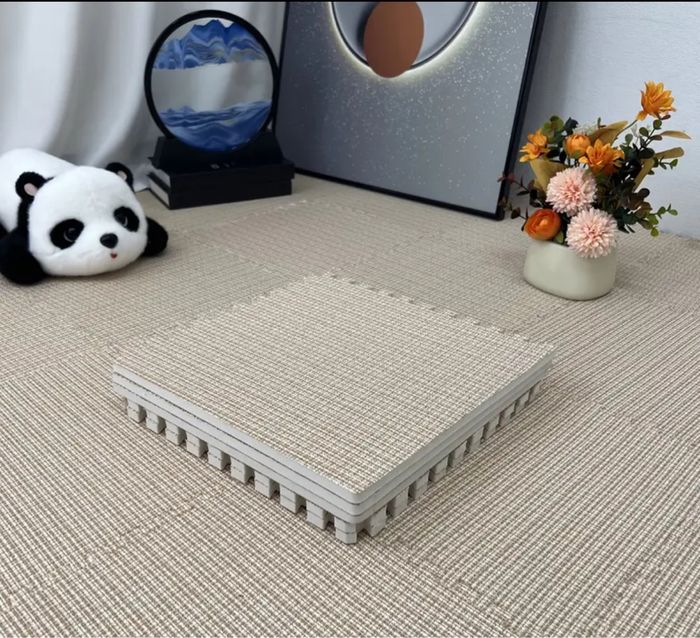 Lot de 24 tapis Puzzle - décoration lin  beige 180.01 * 120 * 0.6 cm - photo numéro 7