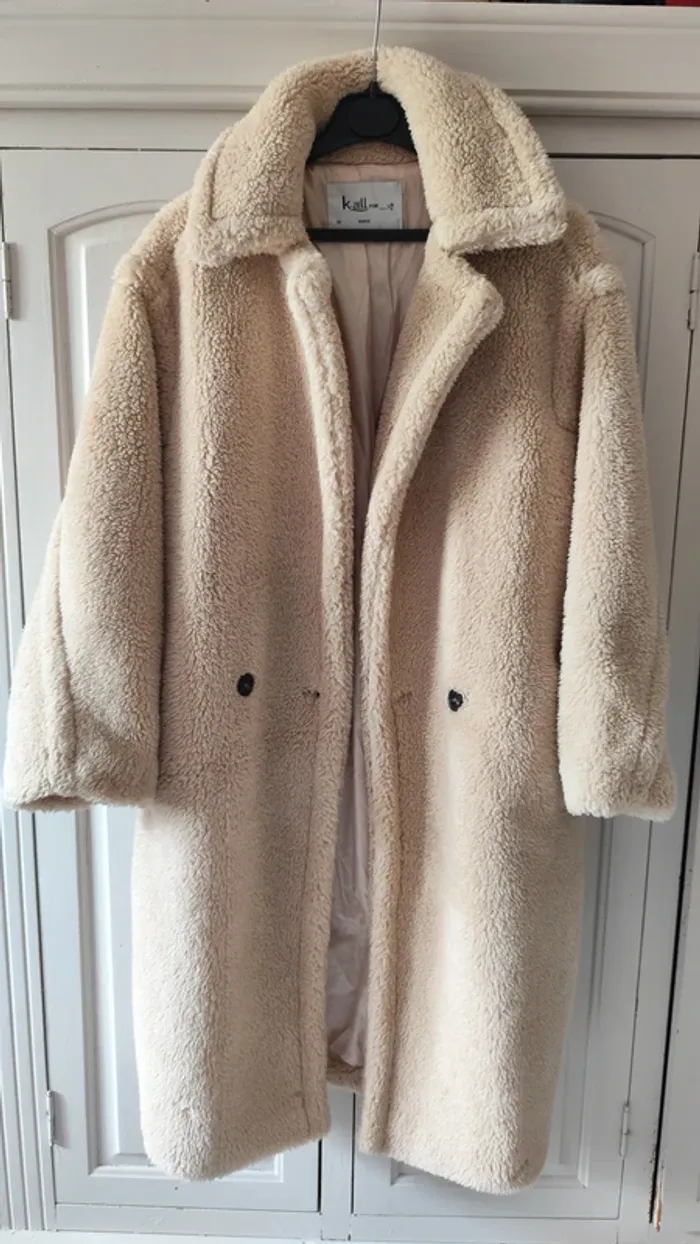 Long manteau oversize en fausse fourrure beige T38 - Kzell Fur paris