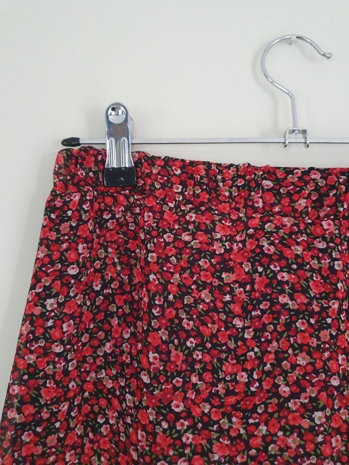 Jupe longue asymétrique rouge à fleurs Papillonne M - photo numéro 8