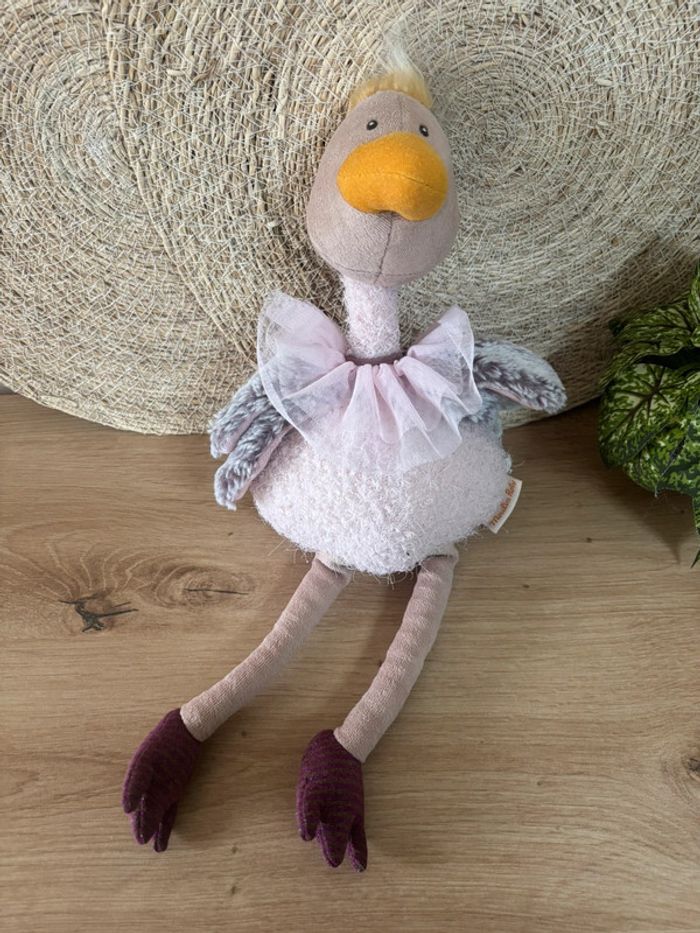 Doudou Autruche pétunia rose mauve moulin roty