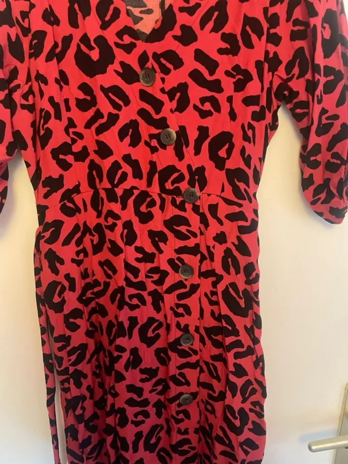 Robe longue léopard rouge Lefties L - photo numéro 3