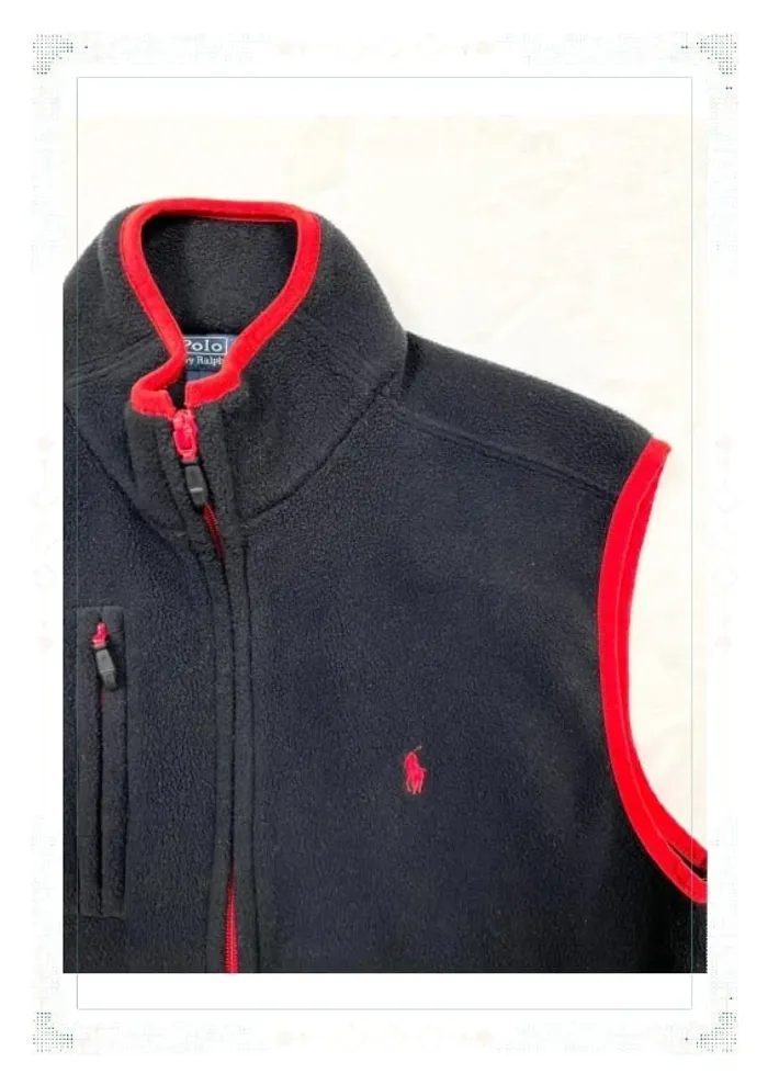 Ralph Lauren polaire sans manches noir et rouge homme taille M zippée - photo numéro 5