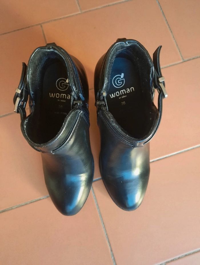 Bottines à talon noires en cuir 36 - photo numéro 4