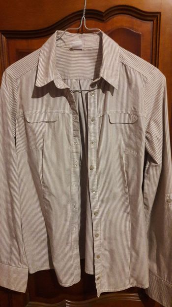 chemise beige raillures blanches