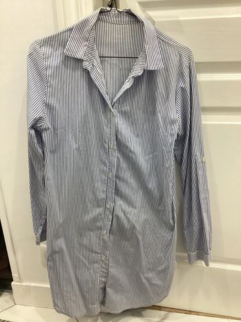 Tunique chemise bleu et blanche