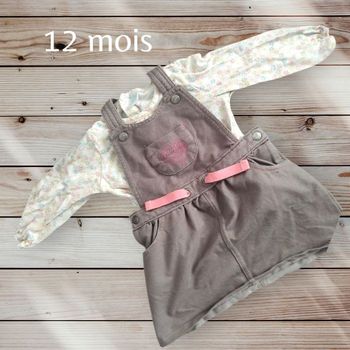 Jolie ensemble robe et son t-shirt manches longues 12 mois