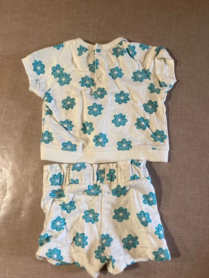 Ensemble bébé Bout’chou 6 mois – imprimé fleurs turquoise - photo numéro 5