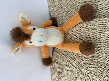 Peluche doudou cheval TOTAL NICOTOY orange blanc marron