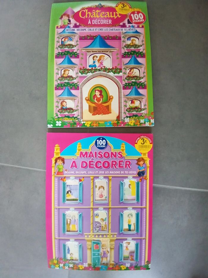 Lot de 2 livres maison et château à décorer