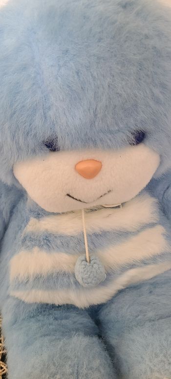 Ancienne peluche souris bleu rayé blanc AJENA
