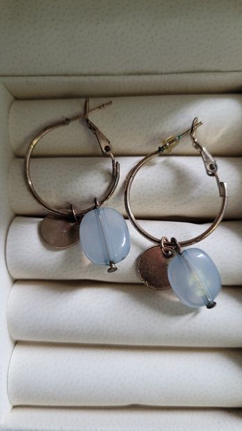 Boucle d oreille bleu et doré