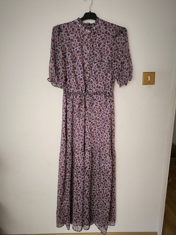 Robe Etam longue violette avec motif fleur taille 34 - photo numéro 2