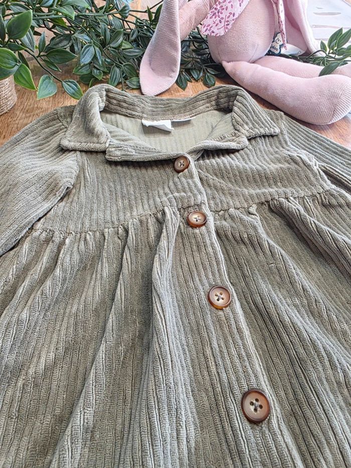 Robe velours kaki Zara 12-18 mois 86 cm - photo numéro 2