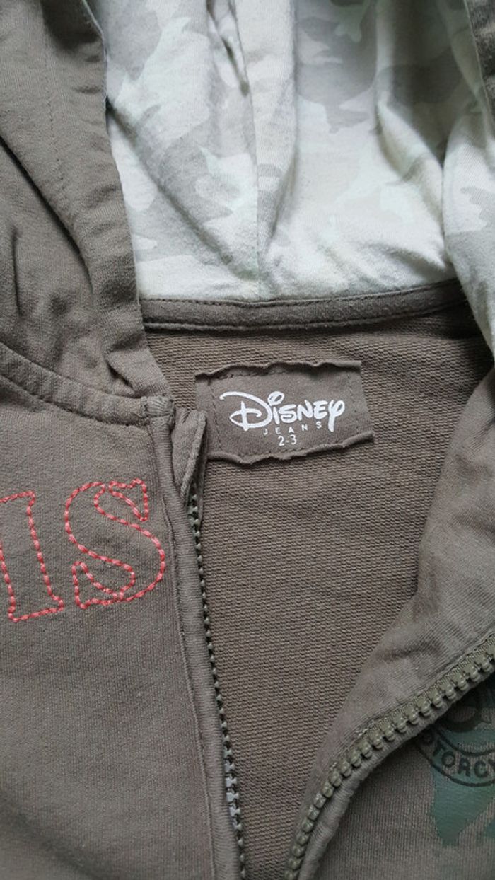 Sweat zippé capuche kaki Disney 2 3 ans - photo numéro 2