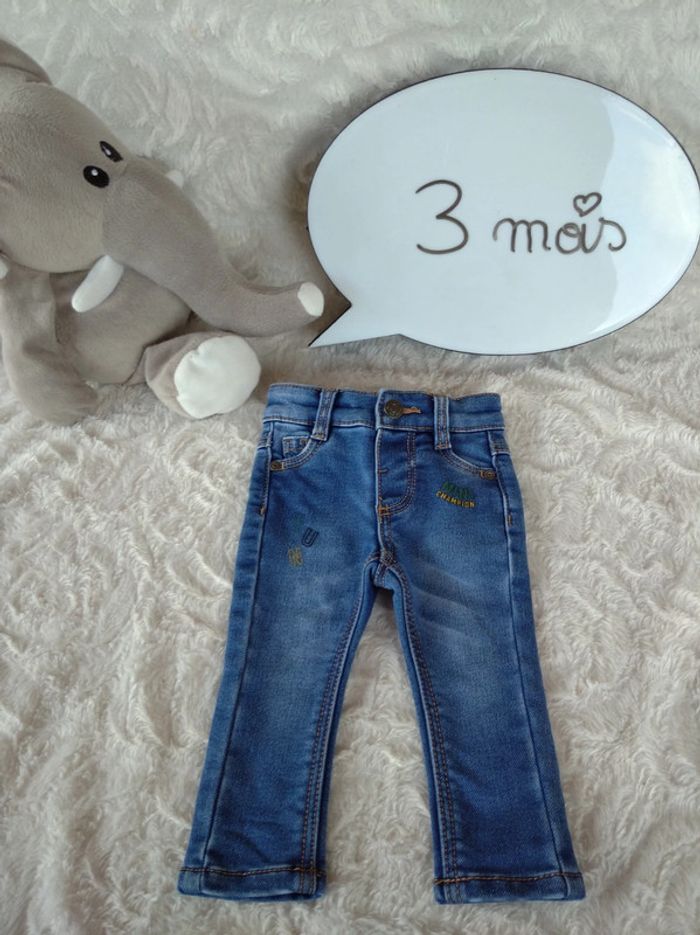 Pantalon jeans slim Garçon 3 mois Fun Mini champion Graine de champion Tape à l'oeil