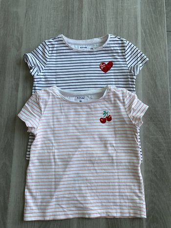 Lot de 2 t-shirt manches courtes marinières kiabi 4 ans