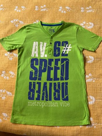 Tee-shirt vert We taille 14 ans 158-164 100% coton, manches courts, col en V, neuf