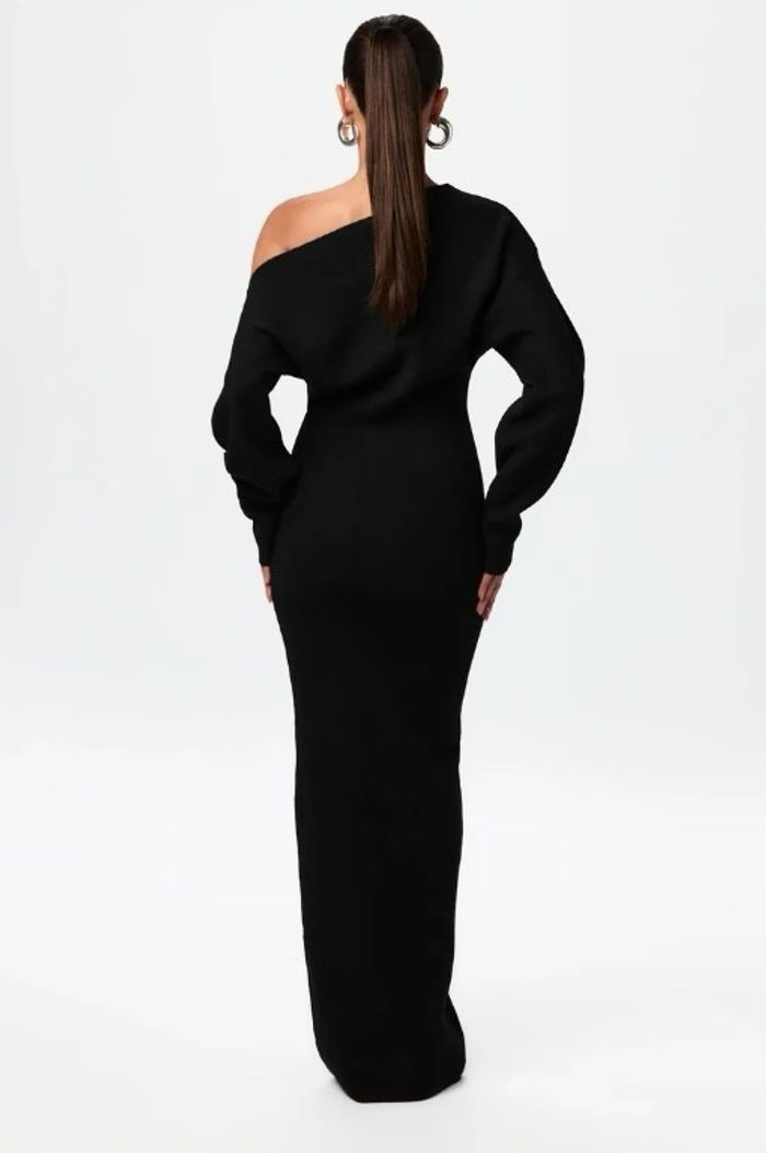 Ins Slim Robe tricotée à manches longues Soirée Sexy à épaules dénudées Robes longues moulantes - photo numéro 2