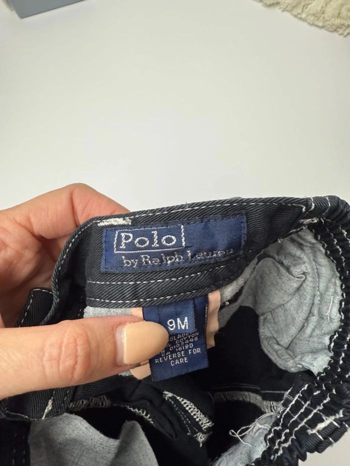 Short garçon Polo Ralph Lauren noir surpiqures blanches taille 9 mois - photo numéro 7
