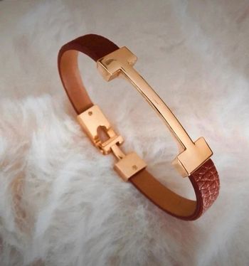 F97 bracelet jonc cuir marron tendance modern