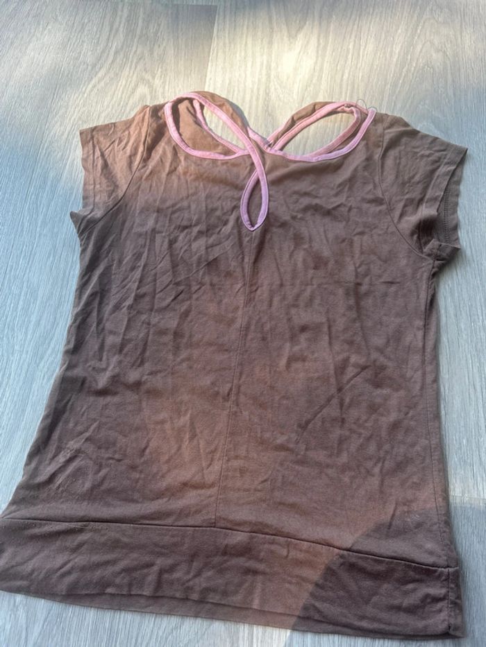 T shirt  marron oiseaux - photo numéro 5