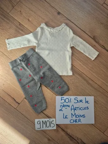 Ensemble 9 mois legging en laine & Haut manches longues