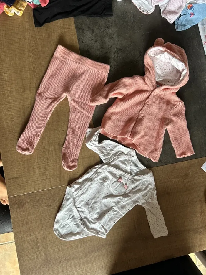 Ensemble pantalon, gilet et body en tricot,bébé fille, verbaudet, 6 mois