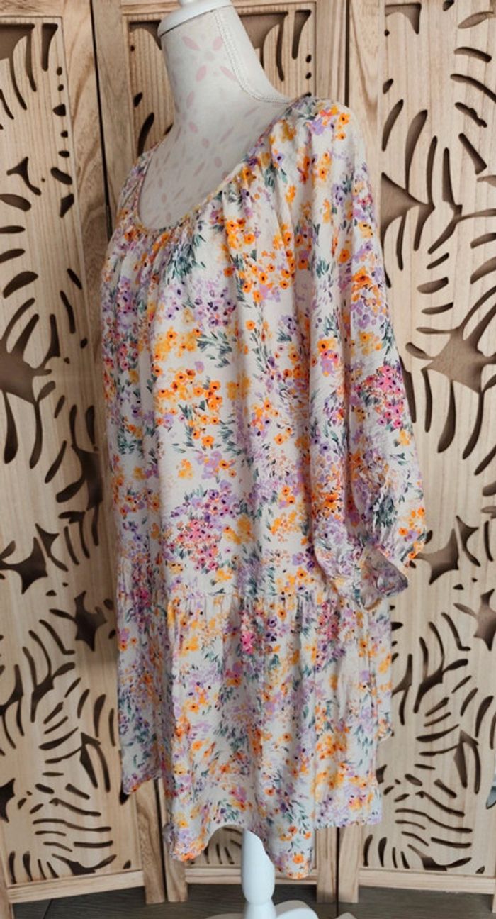 robe fleurie, coupe ample manches 3 quart Taille M H&M - photo numéro 4