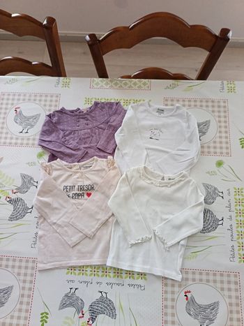 Lot 4 tee-shirt ML taille 12 mois