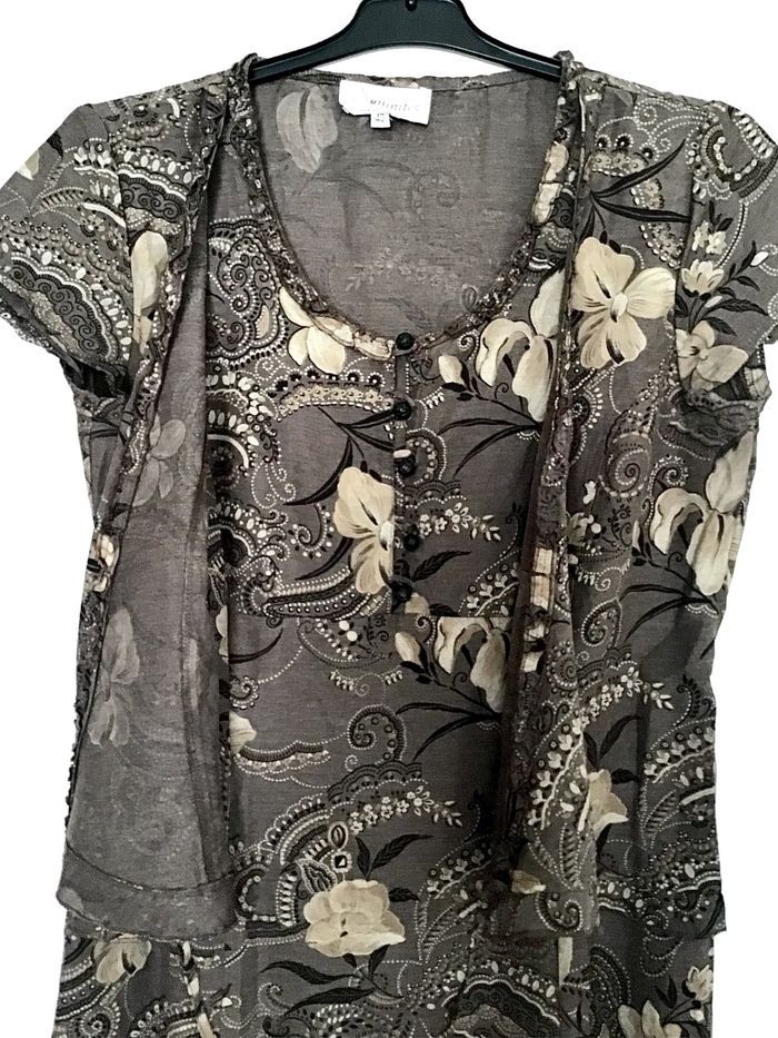 Robe Armand Thiery motifs marron et beige T 40 - photo numéro 2