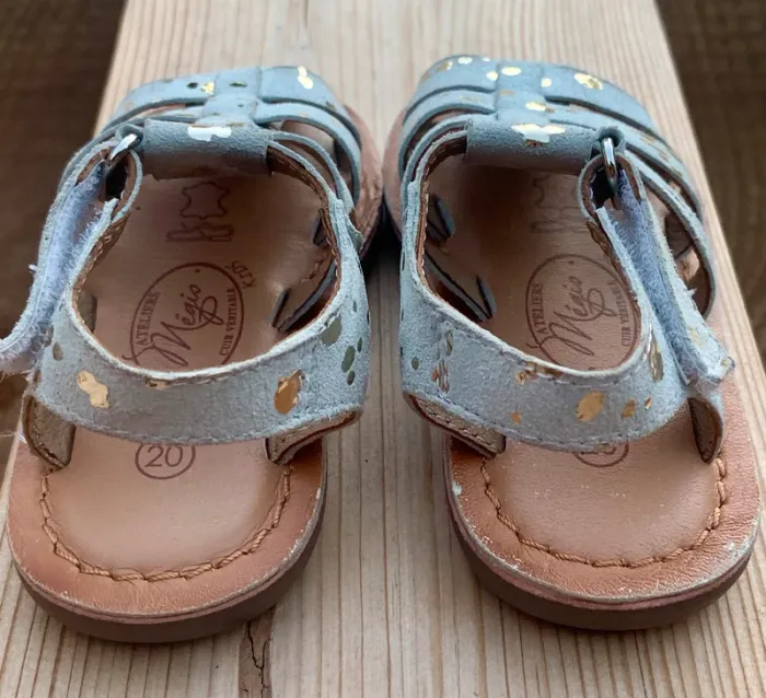 👡 Sandales bébé cuir – Vert d’eau tachetées - taille 20 - photo numéro 5