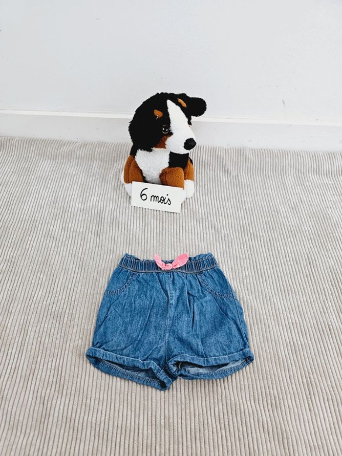 Short fluide imitation jeans bébé fille 6 mois