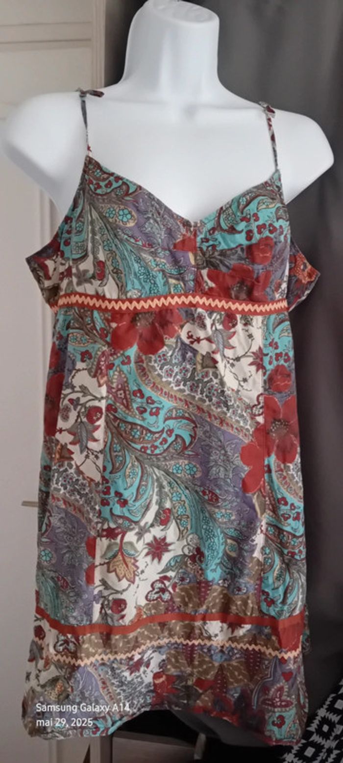 Tunique longue fines bretelles motif floral avec paillettes bordeaux femme 38/40 promod - photo numéro 5