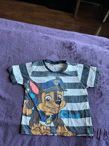 t shirt pat patrouille rayé motifs chase taille 4ans