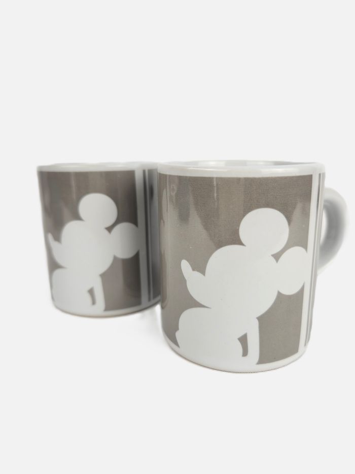 Duo de mugs / tasses Disney Mickey Mouse silhouette Gris et blanc