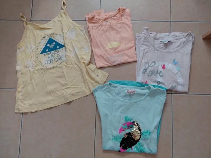 Lot tee shirts manches courtes fille 12 ans