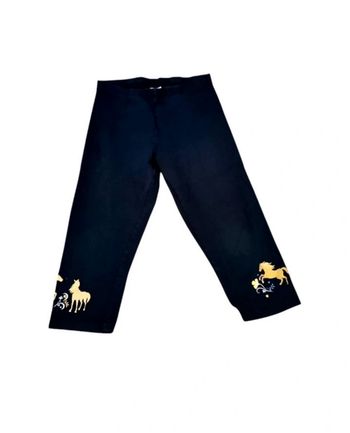 Legging court capri chevaux or pailletés bleu marine C&A taille 10 ans
