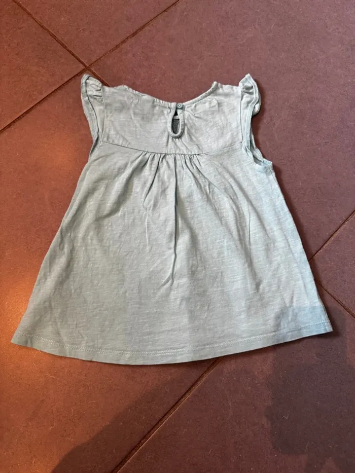 T shirt sans manches avec 1 bouton dans le dos - Okaidi - Turquoise & vert menthe - 6 ans - photo numéro 3