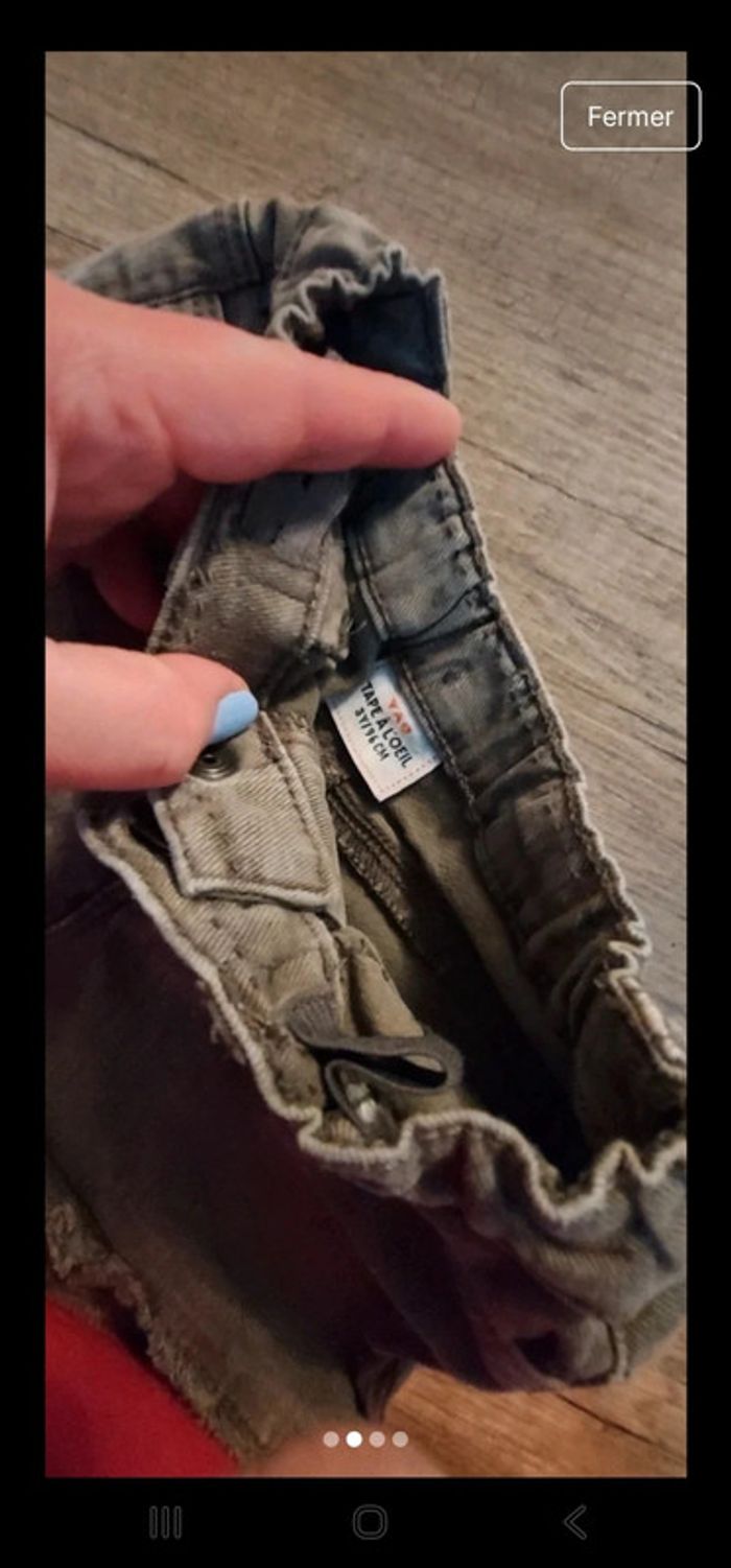 Short jeans fille kaki TAO 3ans - photo numéro 3