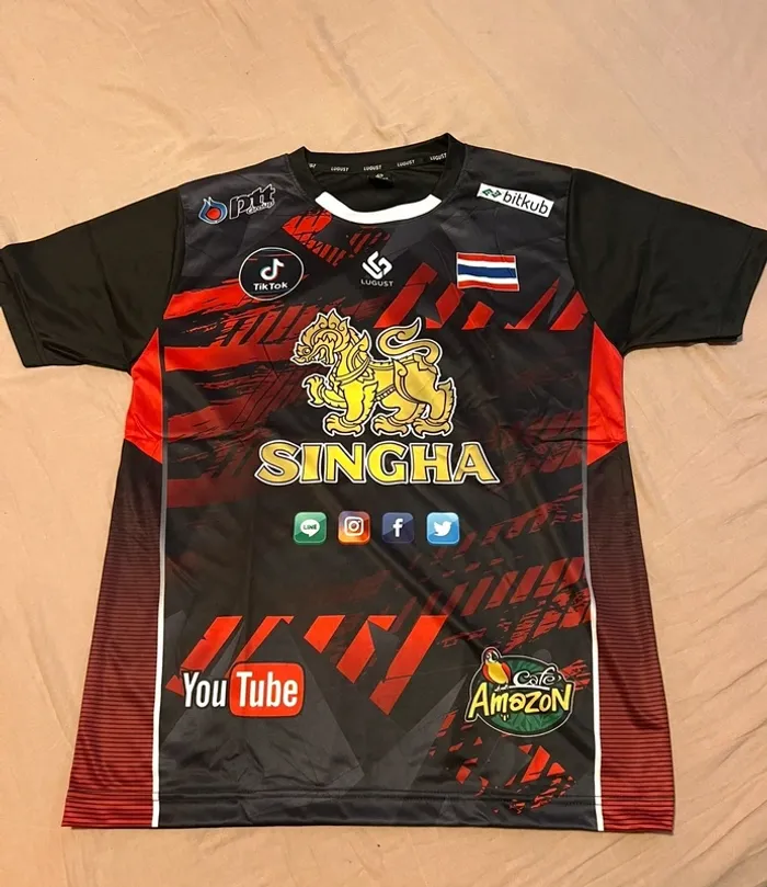 Maillot Thaïlandais 🇹🇭 SINGHA – bleu – taille L – neuf avec étiquette