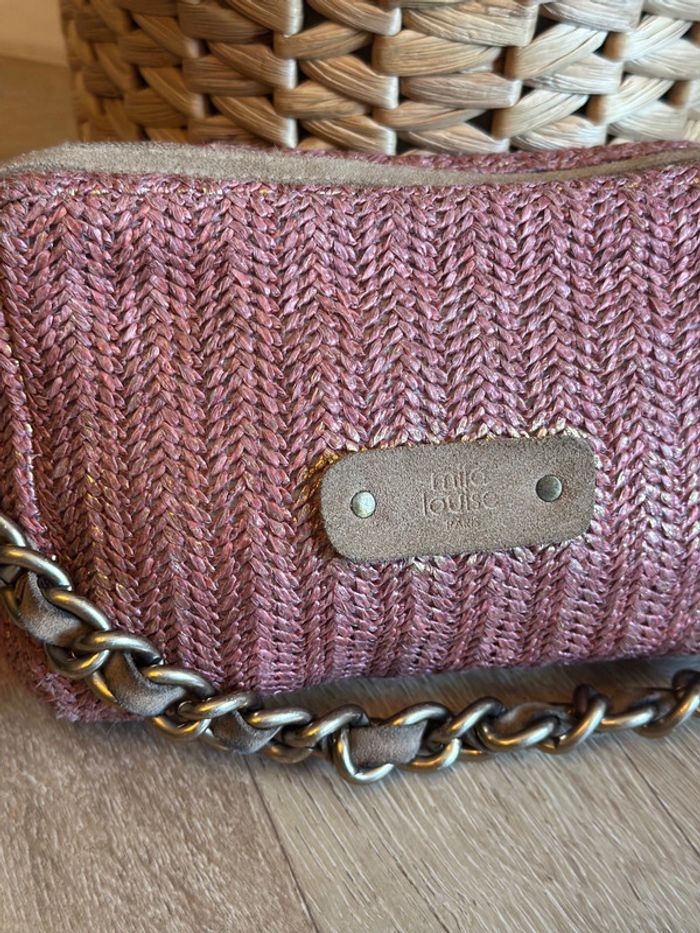 Sac Mila Louise en cuir rose poudré modèle “Mama” avec double anse modulable - photo numéro 3
