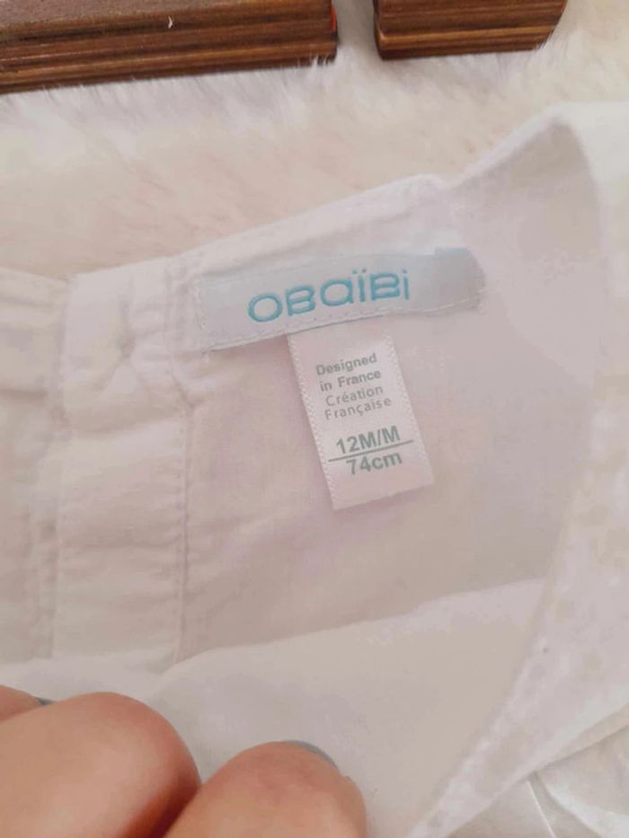 Robe blanche + culotte 12 mois Obabi neuve - photo numéro 4