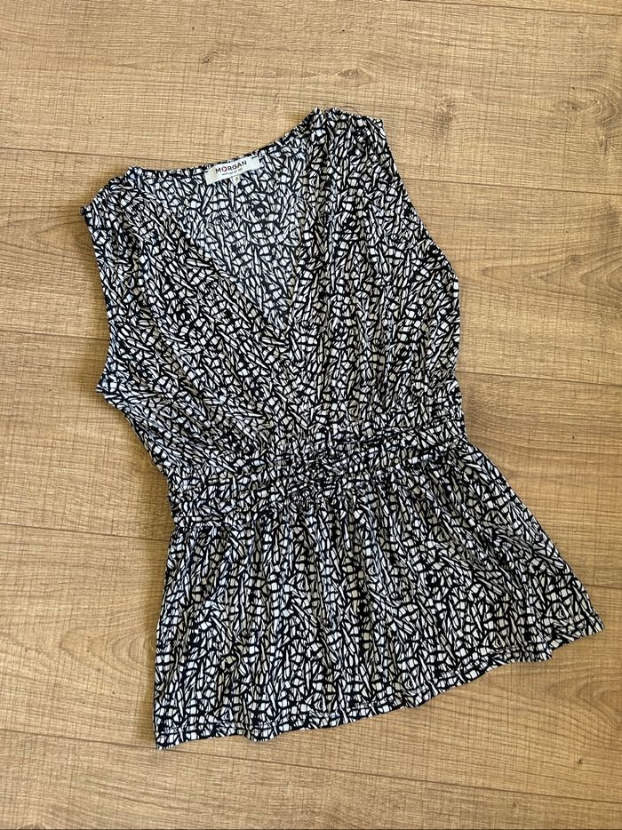 Blouse imprimée noire et blanche sans manches Morgan taille S jamais portée - photo numéro 7