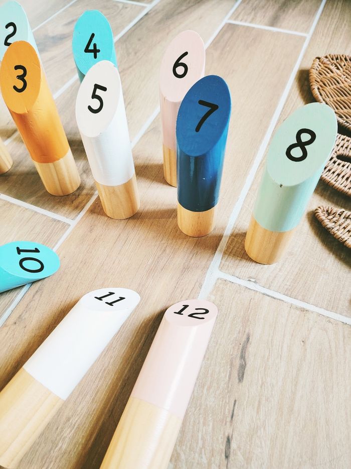 🎳 Lot de quilles Finlandaise en bois numérotées marque Vertbaudet - photo numéro 3