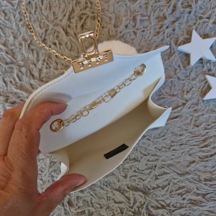 👜 Mini sac blanc avec moumoute - photo numéro 4